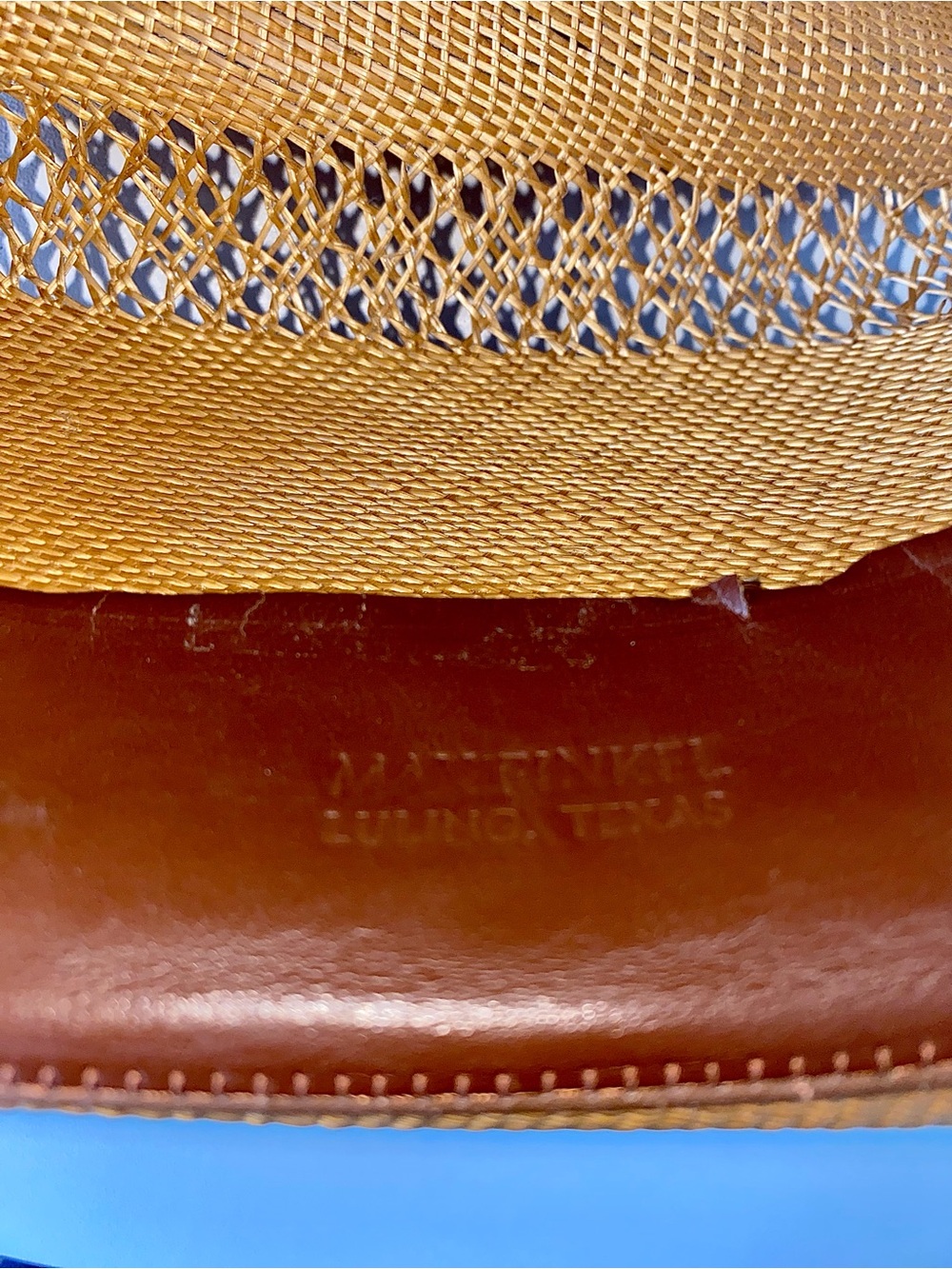 Vintage Stetson Tan Straw Western Hat with Distressed Ventilated Crown - Picture 9 of 11